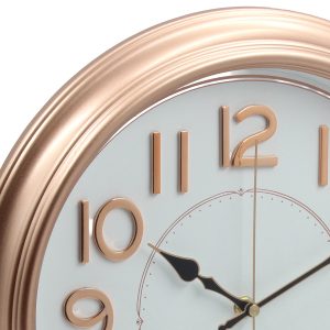 Ρολόι τοίχου πλαστικό Φ35Χ5 εκ. Ροζ Χρυσό - KESKOR 87532-2